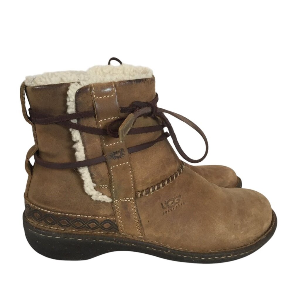 UGG Womens  9/40 Ankle Boots Brown Leather & Shearling